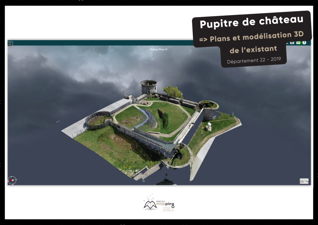 Image d'un pupitre de château. Plans et modélisation 3D de l'existant. Relevé fait dans le département des Côtes d'Armor.